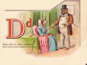 D: Dane, faithful friend, compassionate doctor, which the sweet doggy style welcomes by gemining by French School