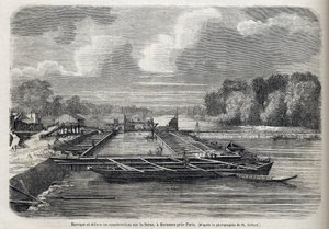 Dam Erupted on the Seine in Suresnes in 1866 - Engraving - Le Monde Illustré 1866 by French School