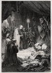 Death of Saint Louis in Tunis on 25 August 1270 - Death of St Louis (during the 7th crusade, on 25th August 1270) - engraving from 