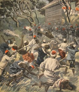 Defeating the Sakalava people, Madagascar, illustration from Le Petit Journal: Supplement illustre, 3rd April 1898 by French School