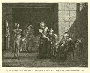 Departure of the Queen for the Conciergerie, August 2, 1793; after an engraving by Bouillon, 1795 by French School