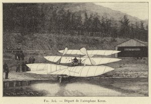 Departure of the Kress Aeroplane (engraving) by French School