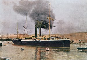 Departure of a Messageries Maritimes ship from Marseille, early 20th century