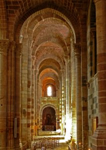 Depicting a view of the south aisle by French School