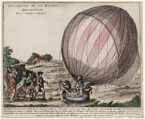 Descent of the Aerostatic Machine of Srs. Charles and Robert, pub. 1783 by French School