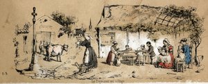 Description of the various products and uses of the cow: scene of daily life in a village. Plate 