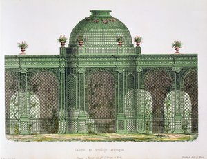Design for an arcaded trelliswork gallery with a central dome, published for the Bureau de Moniteur des Menusiers, Paris by French School