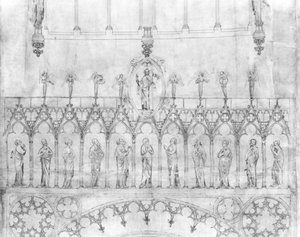 Design for the gallery of kings on the facade of Strasbourg Cathedral, c.1380 (detail)