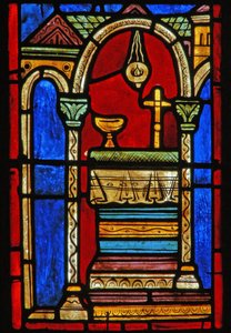 Detail from a window depicting scenes from the life of St. Mary the Egyptian