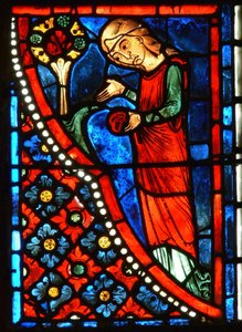 Detail from a window depicting scenes from the life of St. Mary the Egyptian by French School