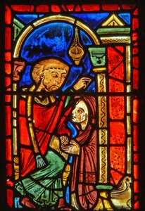 Detail from a window depicting scenes from the life of St. Mary the Egyptian by French School