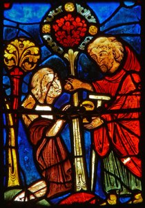 Detail from a window depicting scenes from the life of St. Mary the Egyptian by French School