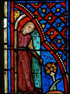 Window depicting scenes from the life of St. Mary the Egyptian (detail) by French School