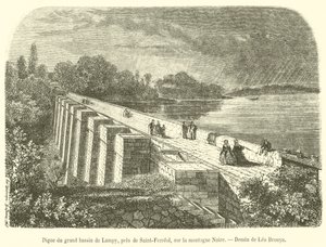 Dam of the large basin of Lampy, near Saint-Ferreol, on the Black Mountain