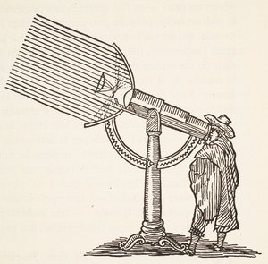 Dioptric telescope, illustration from Histoire de la Nation Francaise, Sciences, Volumes I & II by French School