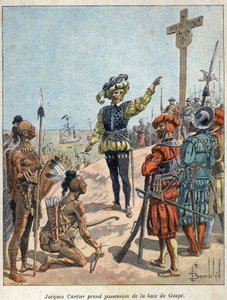 Discover Canada: Jacques Cartier (1491-1557), French Navigator and Explorer Took Possession of the Bay of Gaspe and Erected the Cross on July 24 by French School