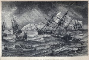 Discovery of Canada: Cod fishing on the Grand Bank of Newfoundland. In La Nouvelle France by Eugene Guenin.