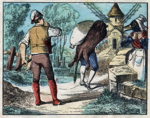Donkey wearing the skin of the Lion. Fables by Jean de La Fontaine (1621-95). Imaging of Epinal from the end of the 19th century. by French School
