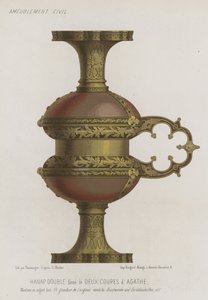Double goblet formed from two agate cups