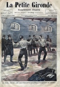 Dreyfus Affair: The Duel Between Lieutenant Colonels Georges Picquart and Hubert Henry at the Military School in Paris. Cover of 
