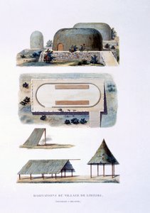 Dwellings in Likiliki Village, New Ireland, 1826