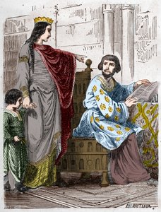 Dynasty of the Capetians: Constance of Arles (986-1032), Queen of France, with Robert II the Pious (972-1031) by French School