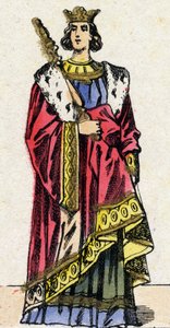 Dynasty of the Capetians: Portrait of Louis X called the Hutin (1289-1316), King of the Franks from 1314 to 1316. Epinal imaging from the end of the 19th century. Private collection. by French School