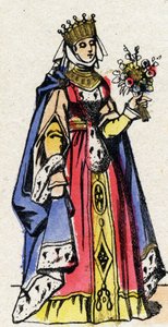 Capetian Dynasty: Portrait of Marguerite of Provence (1221-1295), Queen of France, wife of Louis IX of France (1214-1270). Epinal imaging from the end of the 19th century. Private collection. by French School