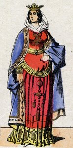 Dynasty of the Carolingians: Portrait of Bertrade or Berthe of Laon known as Berthe au Grand Pied (720-783) Queen of the Franks wife of Pepin le Brief (715-768). Epinal imaging from the end of the 19th century. Private collection. by French School