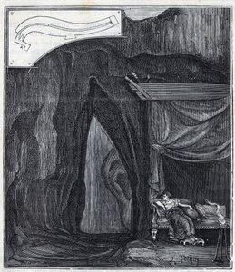 Interior of the cave known as the Ear of Denys in Syracuse - Engraving in 