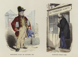 Eau de Cologne Seller, 1845, and Public Writer, 1840 by French School