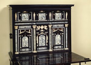 Ebony cabinet decorated with scenes from Genesis by French School