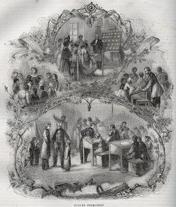 Primary schools in France in the 19th century - engraving in 