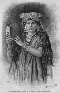 Egyptian women of Jaffa, from La Syrie daujourdhui. Voyages dans la Phenicie, le Liban et la Judee. 1875-1880 by Louis Charles Emile Lortet, 1884