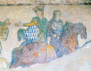 Eleanor of Aquitaine, Queen of England and Her Daughter-in-Law Isabella of Angouleme on Horseback
