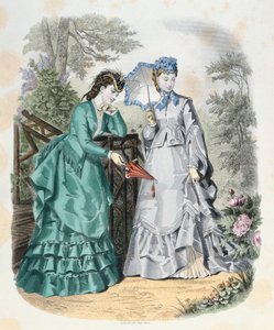 Elegant Women in a Garden, from La Mode Illustrée, 1871