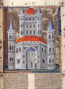 Elevation of the facade of the Temple of Solomon in Jerusalem. Miniature taken from 