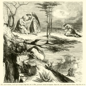 Elijah in the Desert, Fed by an Angel, Elijah Prostrate, Listening to the Lord, Elijah Takes Elisha by French School