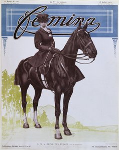 Elisabeth (1876-1965) Queen of the Belgians, from the cover of Femina Magazine, 15th July 1910 by French School