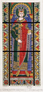 Emperor Henry I the Bird (875 - 936). A stained glass window from the Cathedrale de Strasbourg