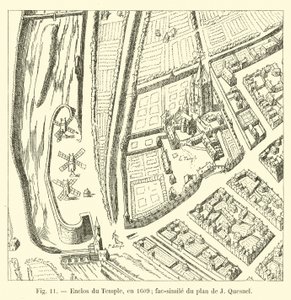 Enclosure of the Temple, in 1609; facsimile of the plan by J. Quesnel by French School