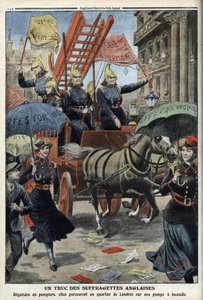 English suffragettes dressed as firemen, from Le Petit Journal, 3rd April 1910 by French School