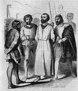 Enguerrand de Marigny chamberlain and minister of King Philip IV the Bel marching to torture in 1315. Engraving of the 19th century. by French School