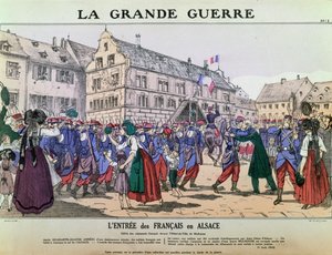 Entry of the French Army into Mulhouse, Alsace, 9th August 1914 by French School