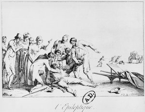 Epileptic attack in the street, c.1800 by French School