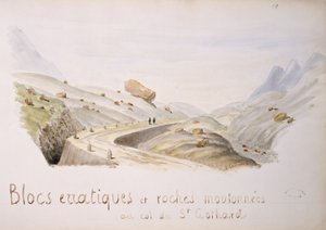 Erratic Blocks and Rocks at the Saint Gothard Pass in the Swiss Alps by French School