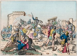 Eudes (Odon) (860-898), Carolingian dynasty, led the battle against the Normans and victoriously defended Paris (885-887) - Engraving of the end of the 19th century in “Nos Gires Nationales - Images et reci” by French School