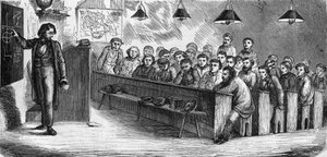Evening class at a public adult school in Paris in 1858 by French School