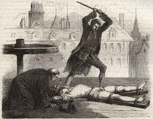Execution of the poisoner Antoine-Francois Desrues (1744-1777) on the Place des Greves in Paris in 1777 - Punishment of Desrues, broken on the wheel on the Place de Greve in Paris by French School