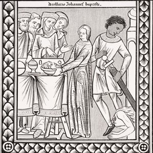 Execution of St. John the Baptist, after a Miniature in a 13th Century Psalm Book of St. Louis, from 